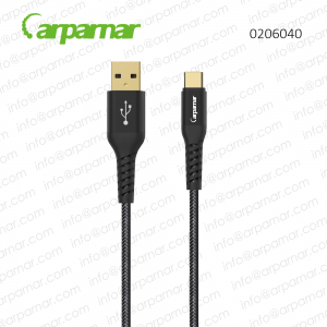 0206040 Arparnar USB A to USB C cable with bulletproof reinforcement BLACK